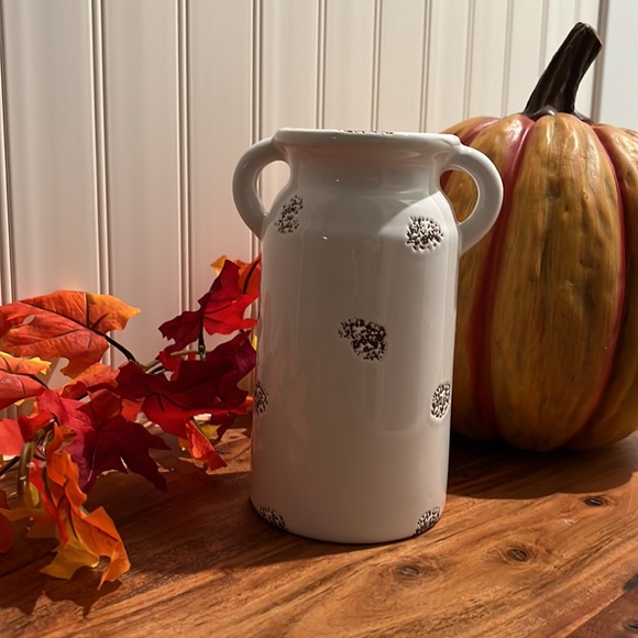 🍁Clearance- Farmhouse Fall Gather Ceramic Milk Jug Vase-Like New - Picture 2 of 13